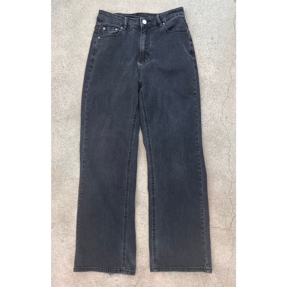 Womens High Rise Baggy Fit Black Wash Denim Jeans - Size 2 - Preowned